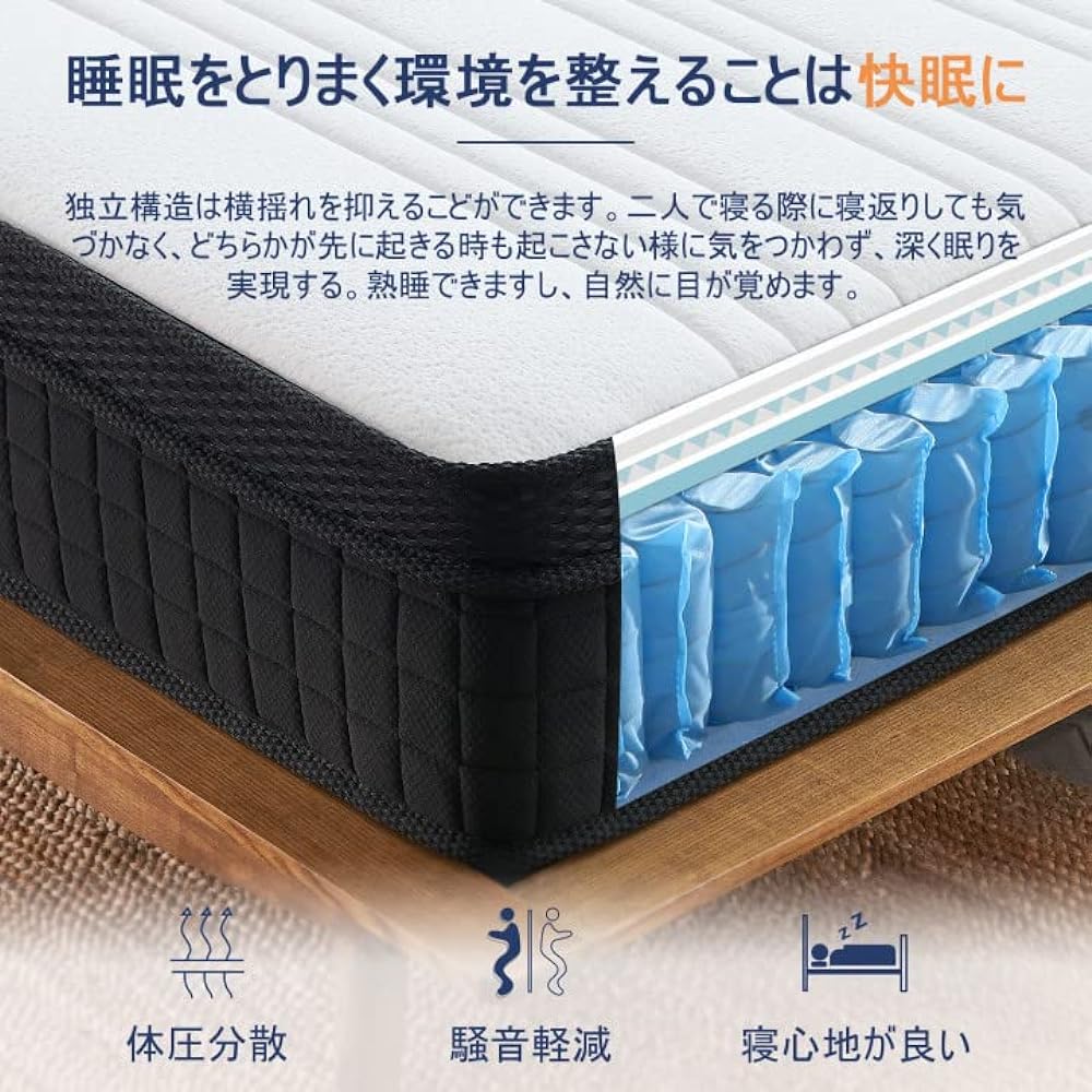 SuiLong Mattress, Semi-double High Resilience, Thickness 24cm, Mattress, Extra Thick, High Quality Knit Fabric, Breathable, Bed Mattress, Pocket Coil, Parallel Arrangement, High Density Urethane, Noise Reduction, No Feeling of Bottoming, Easy to Carry, C