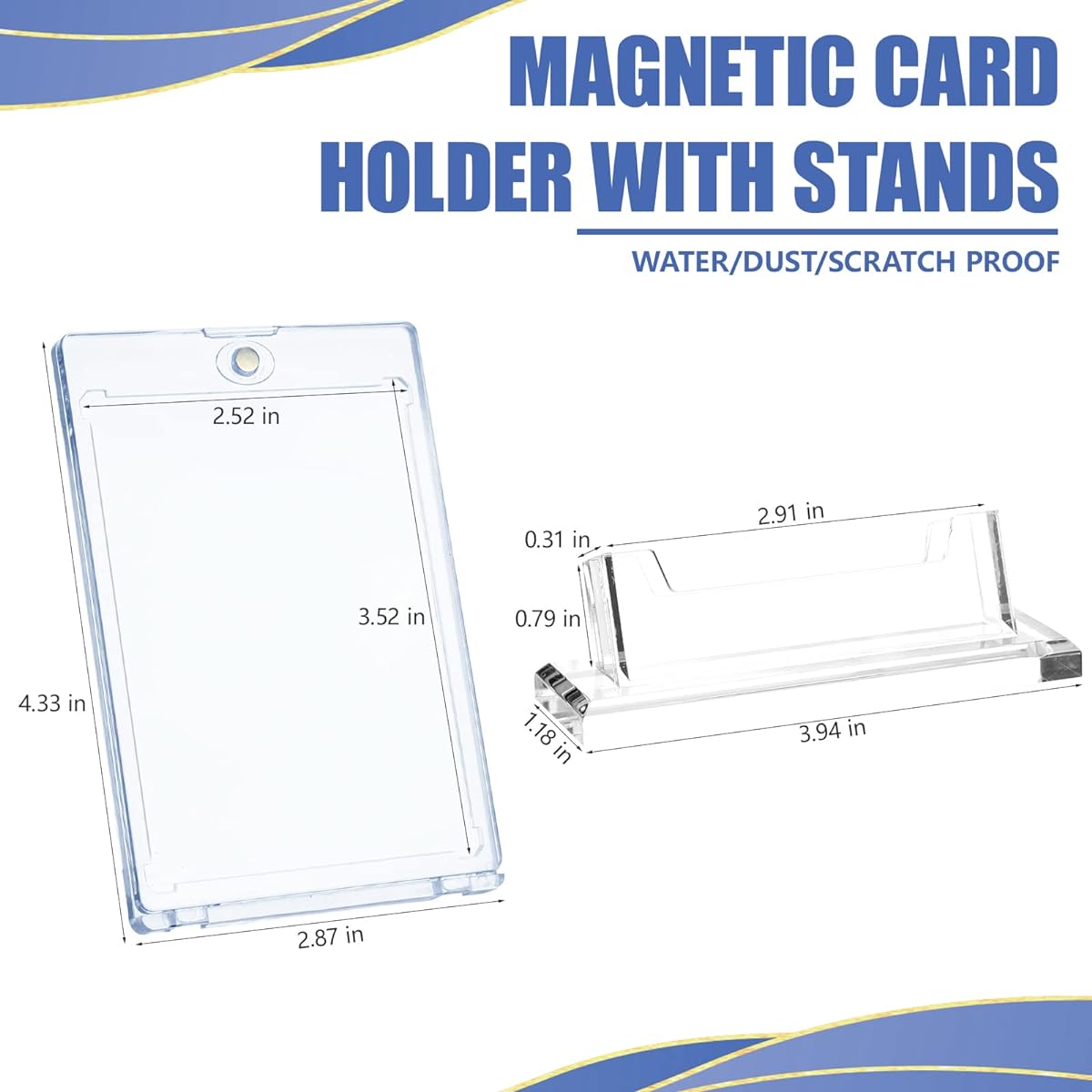 20pcs Magnetic Card Holder Baseball Card Holder Acrylic Trading Card Protector One Touch Card Holder Magnetic Card Case Clear Card Display Stand 35PT Hard Plastic Card Protector for Sports Games