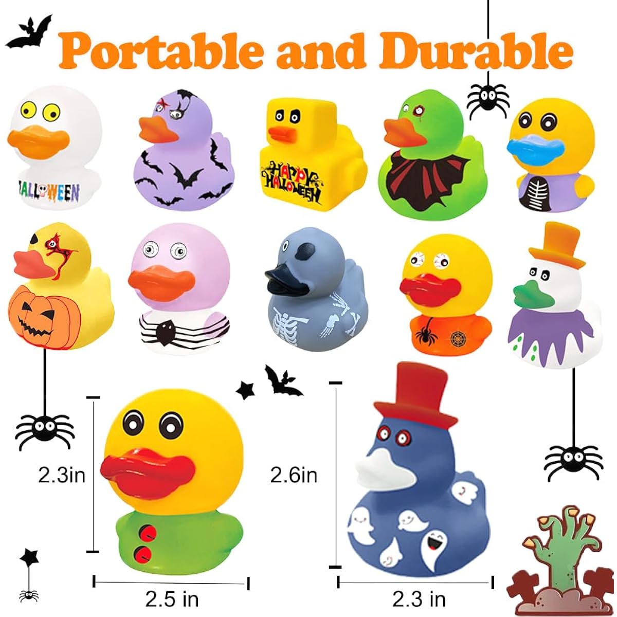 Rubber Ducks for Kids 24pcs 2 Inch Bath Toys Decoration Gifts for Boys Girls (Halloween Rubber Ducks)