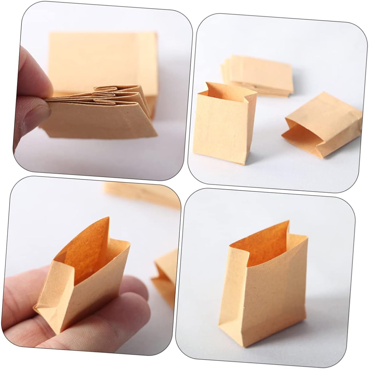 SAFIGLE Paper Bags for Dollhouse Decorations Kraft Paper Bags Miniature Kit Small Paper Bags Miniature Paper Bags Kraft Mini Snack Bags Wrapping Bags Decorative Paper Packing Bag Model 6pcs