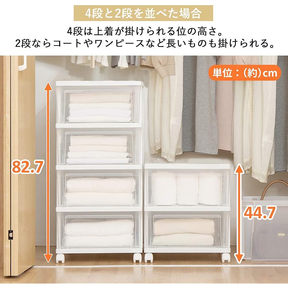 Iris Ohyama Closet Chest Set of 2 Polypropylene White/Clear Storage Case Storage Box Clothes Storage Drawer Transparent 3 Tier Closet NSCLZ-503 x 2
