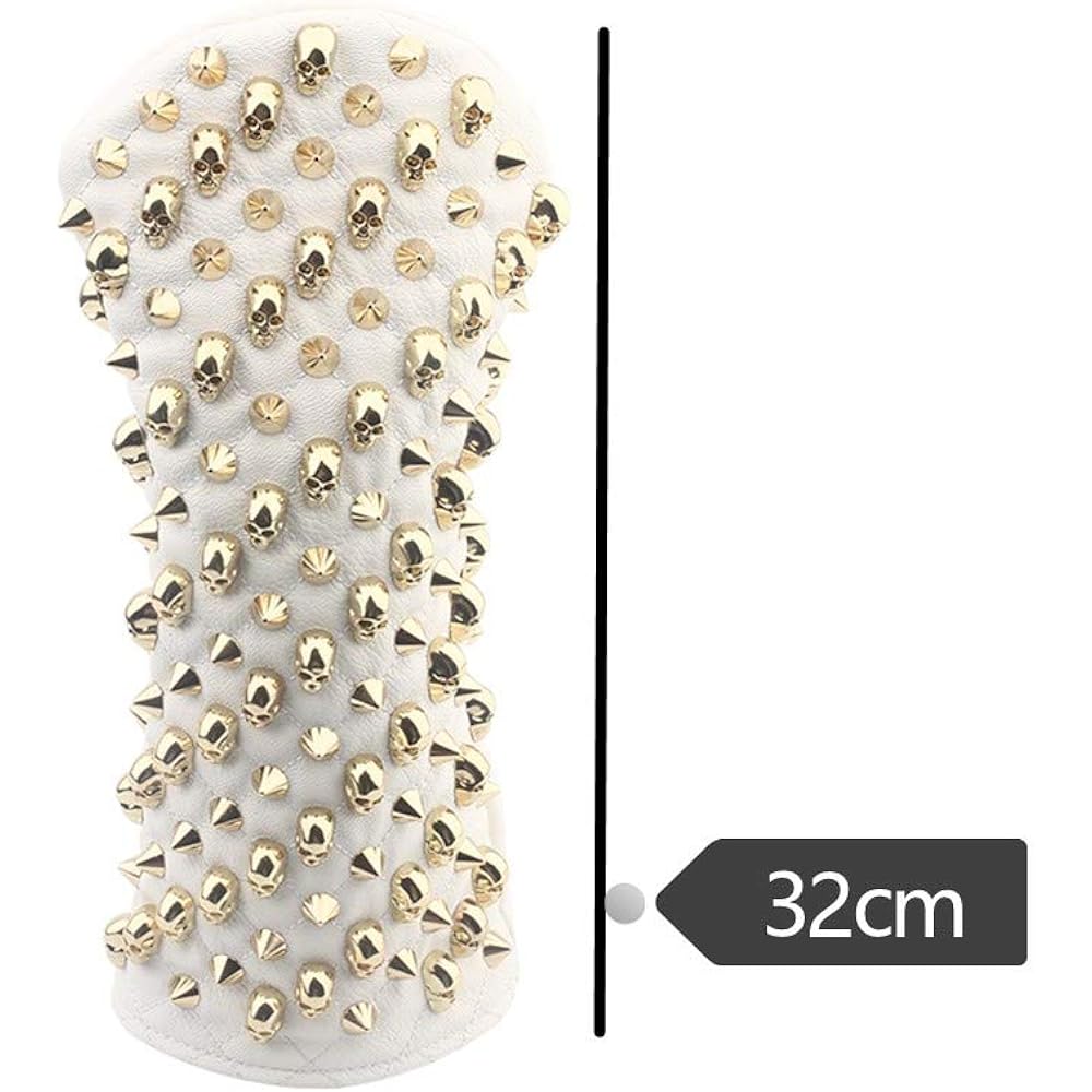 Sunbro Golf Headcover Golf Bling-Bling Gold Skull Rivet Headcovers Driver Cover Wood Cover Utility Cover DR FW UT