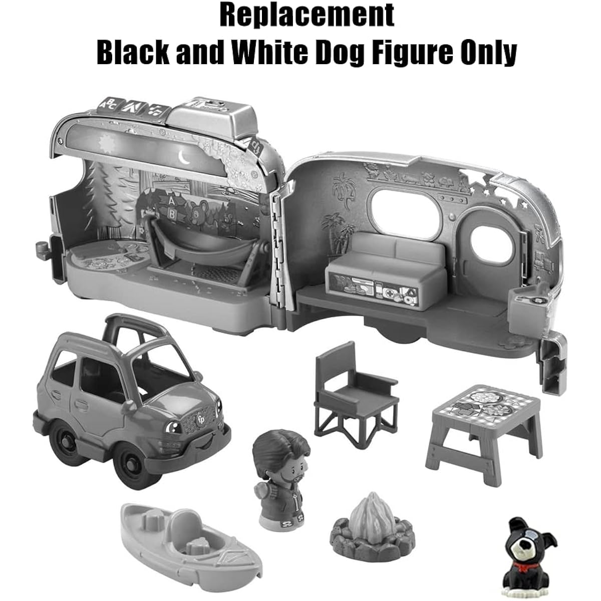 Fisher-Price Little People Light Up Learning Camper Playset - HGP71 ~ Replacement Black and White Dog Figure