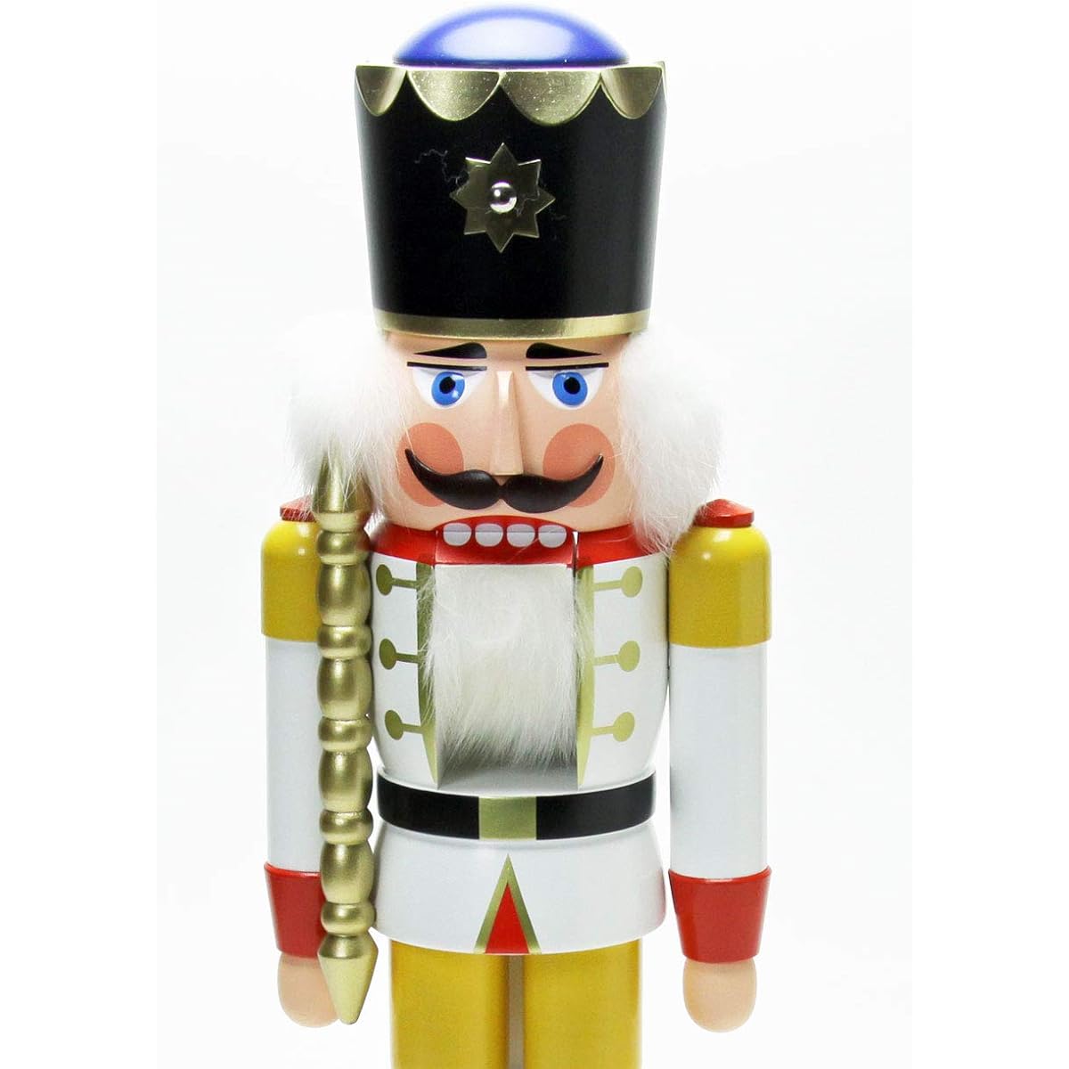 Nutcracker King, white, height 39 cm, original, folk art from the Erzgebirge, Seiffen
