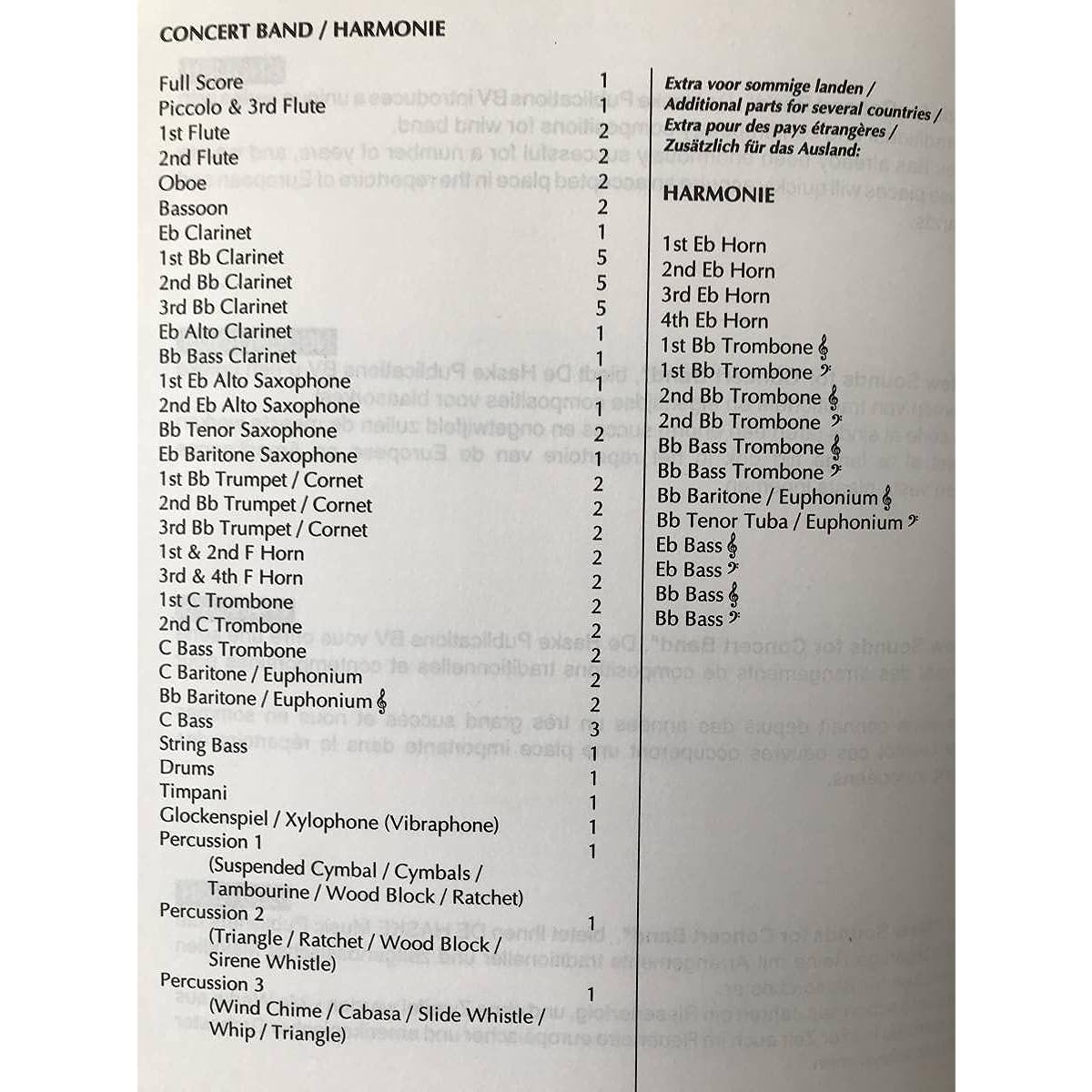 Wind Orchestra Score, Toshio Mashima, Medley III, New Sounds in Brass, DeHaske Edition, Score and Parts Set