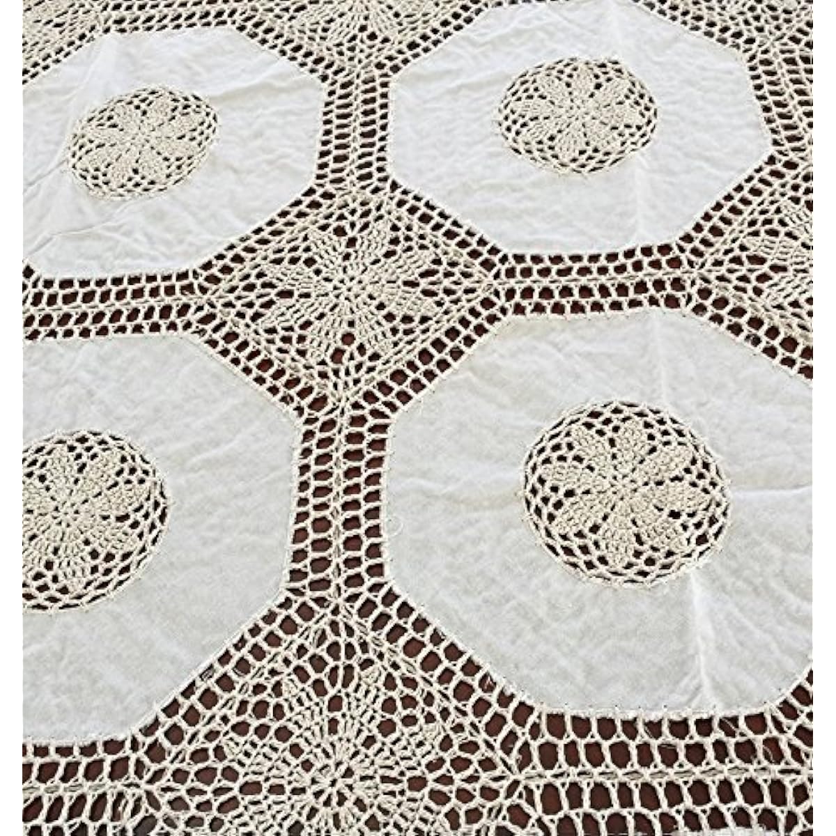 100% Cotton Handmade Crochet Joint Fabric Table Runner Set of 2-18x18"(CushionCase) Beige