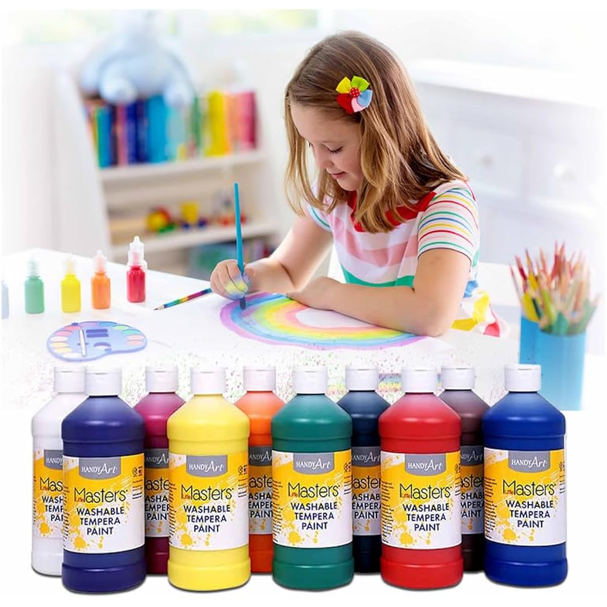 Washable Tempera Paint Set (10 Bright Colors) Kids Crafts & Learning Activities