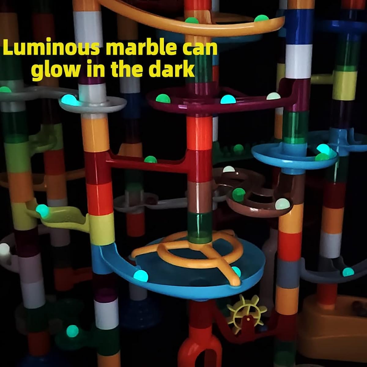 DSHMIXIA Marble Run Marble Maze Race Track with Light Up Marbles for 4-8-12 Year Olds Sturdy Building Toy Kids Game Great Fun Gift (Super)