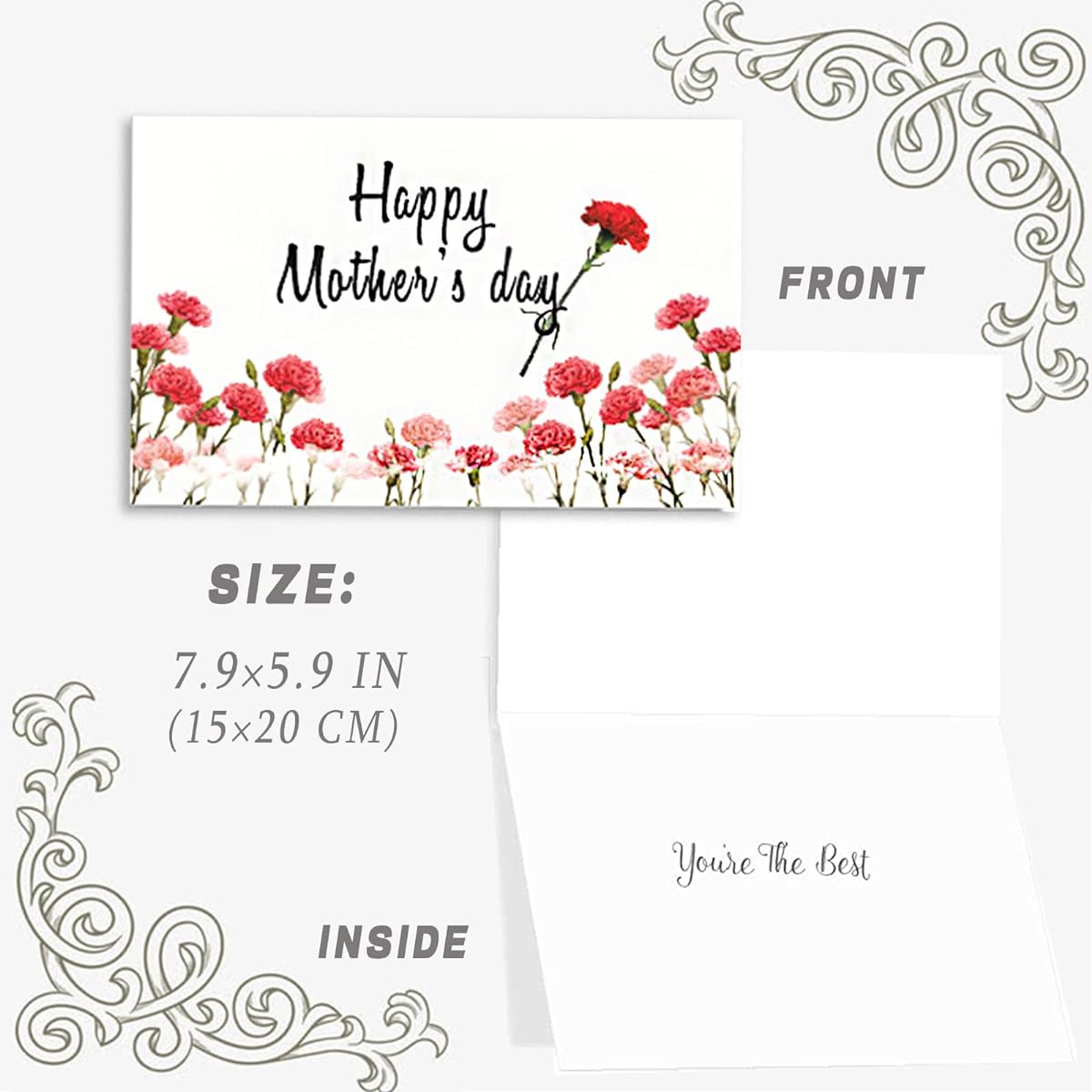 GLUX 24pcs Mother's Day Cards with Envelopes Happy Mother's Day Flower Cards Bulk Mother's Day Cards for Mom