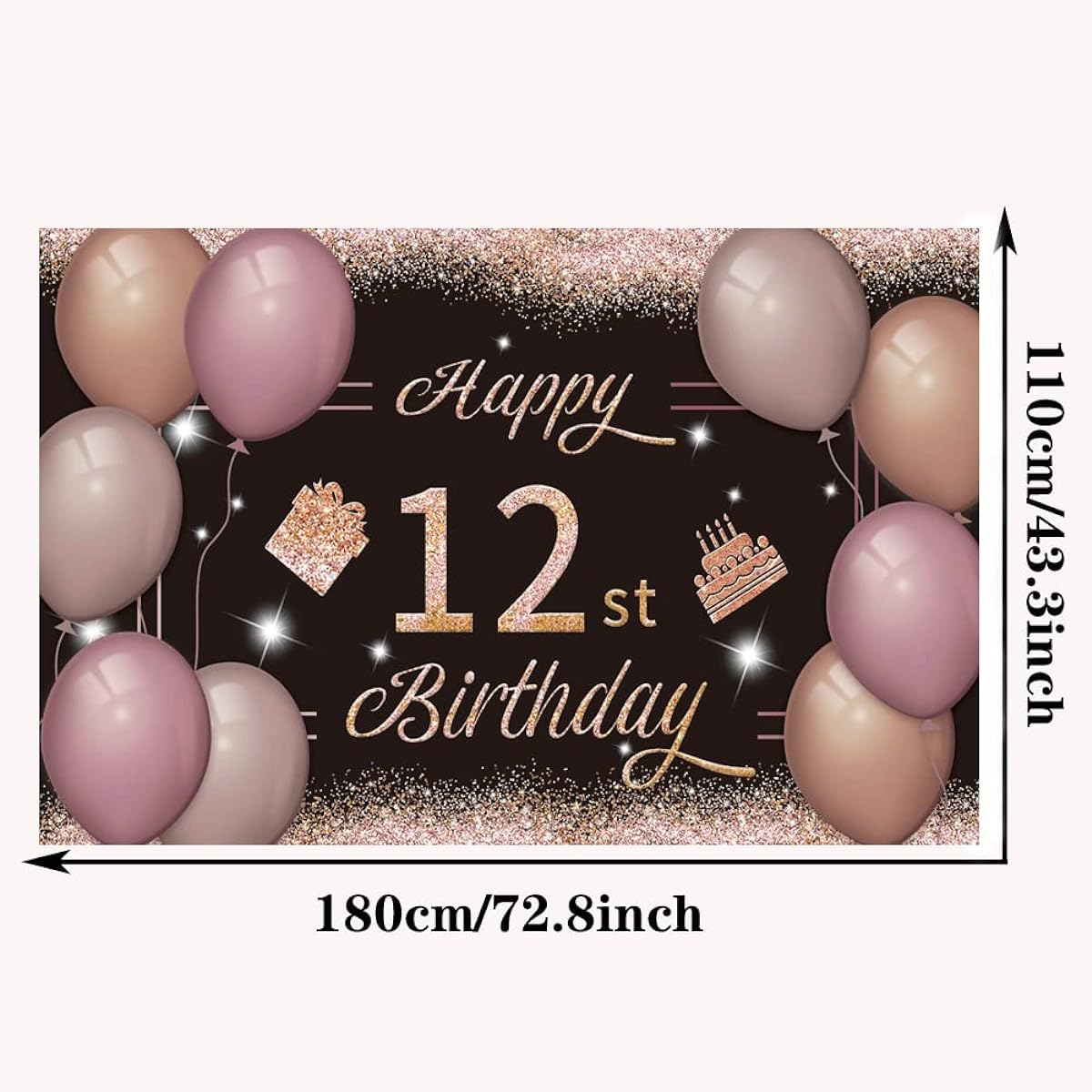 Happy 12st Birthday Backdrop Banner Blackpink 12 Sign Poster 12th Birthday Party Supplies Favors Photo Booth Photography Background Birthday Party Decorations 72.8 x 43.3 Inch