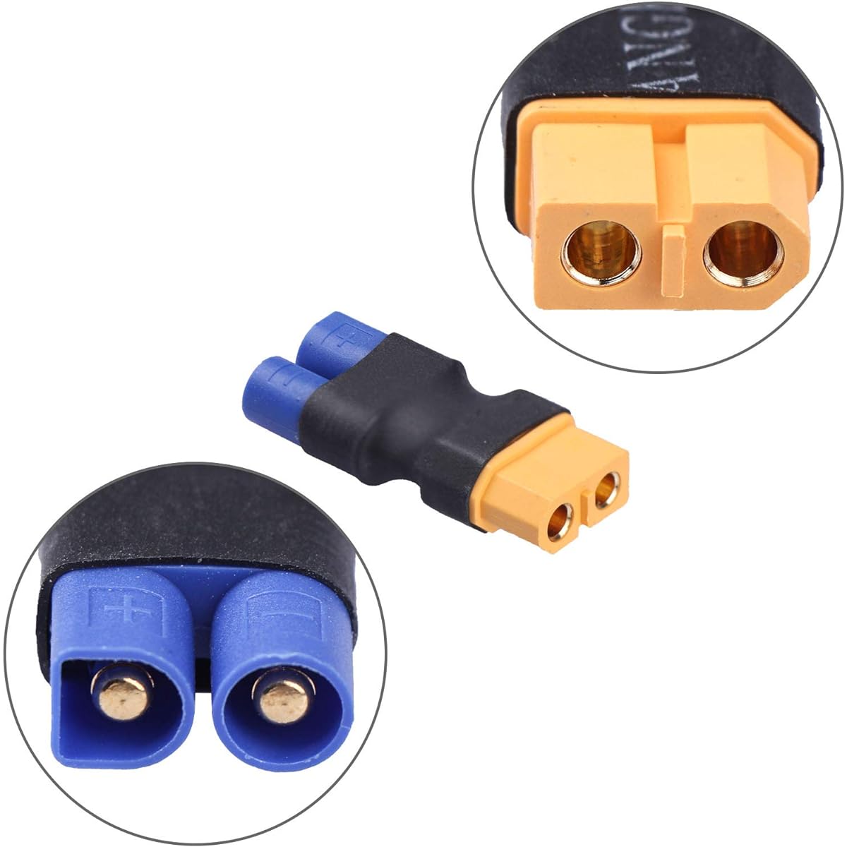 XT60 to EC3 Connector Male Female Adapter RC Lipo Battery Charger Charging or Conversion Plug (4 Pack)