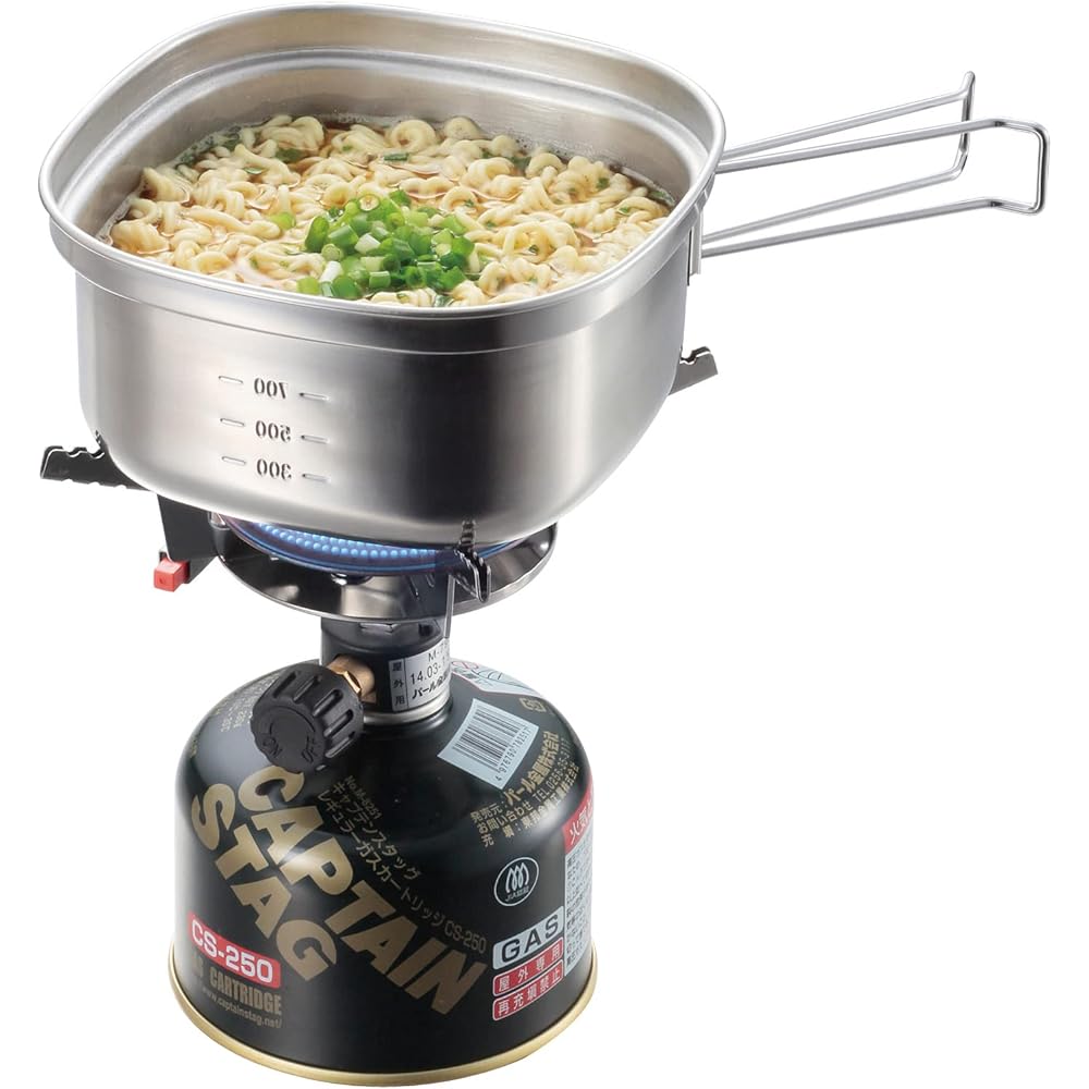 CAPTAIN STAG Camping Pot Stainless Steel Square Ramen Cooker 1.3L UH-4202