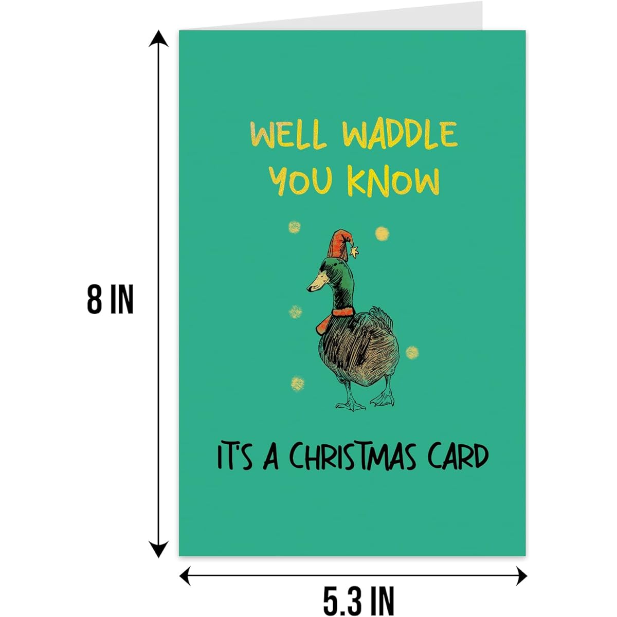 Qiliji Funny Duck Christmas Card Cute Duck Pun Christmas Card Merry Christmas Card Christmas Holiday Greeting Card Well Waddle You Know It's A Christmas Card