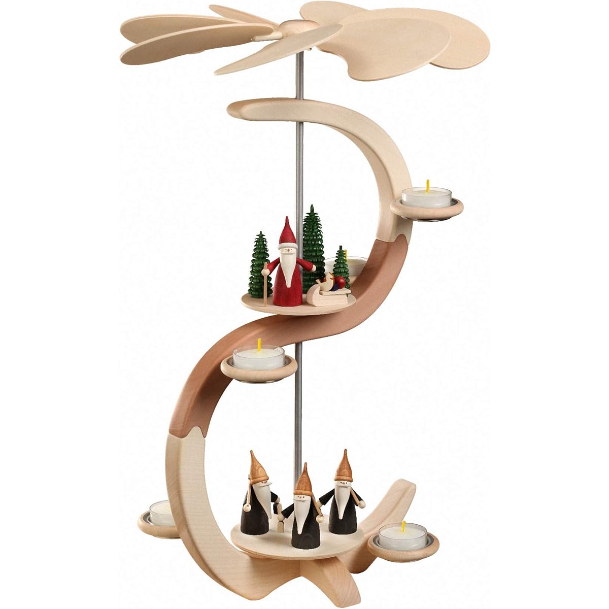 Christmas pyramid - arch pyramid, 2-storey, height 46 cm, natural - original Erzgebirge folk art from Seiffen SV 16301