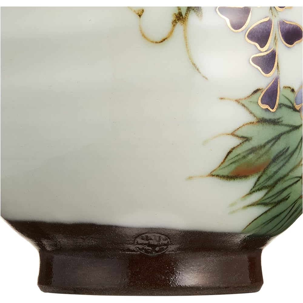 Kyoto ware, Kiyomizu ware, pottery kiln, teacup, large, white, purple flowers KTA576-01