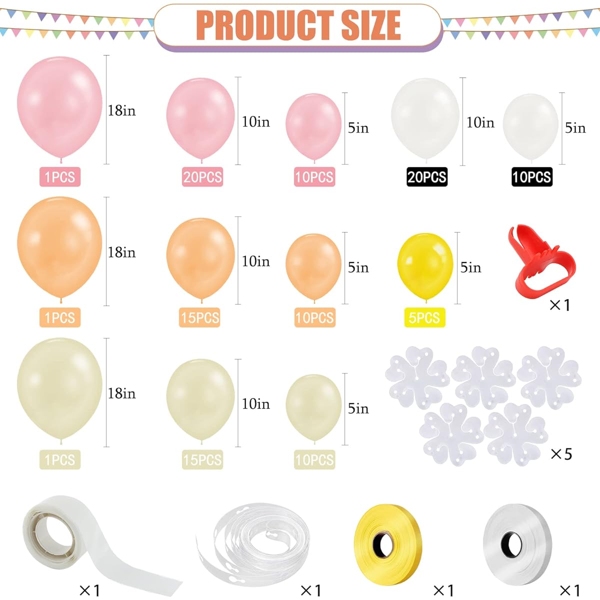 MIKIMIQI 128 Pieces Daisy Groovy Balloon Arch Garland Kit Macaron Pink White Yellow Orange Boho Balloon Garland Boho Party Balloon Garland Groovy Birthday Party Favors Baby Shower Wedding Decor