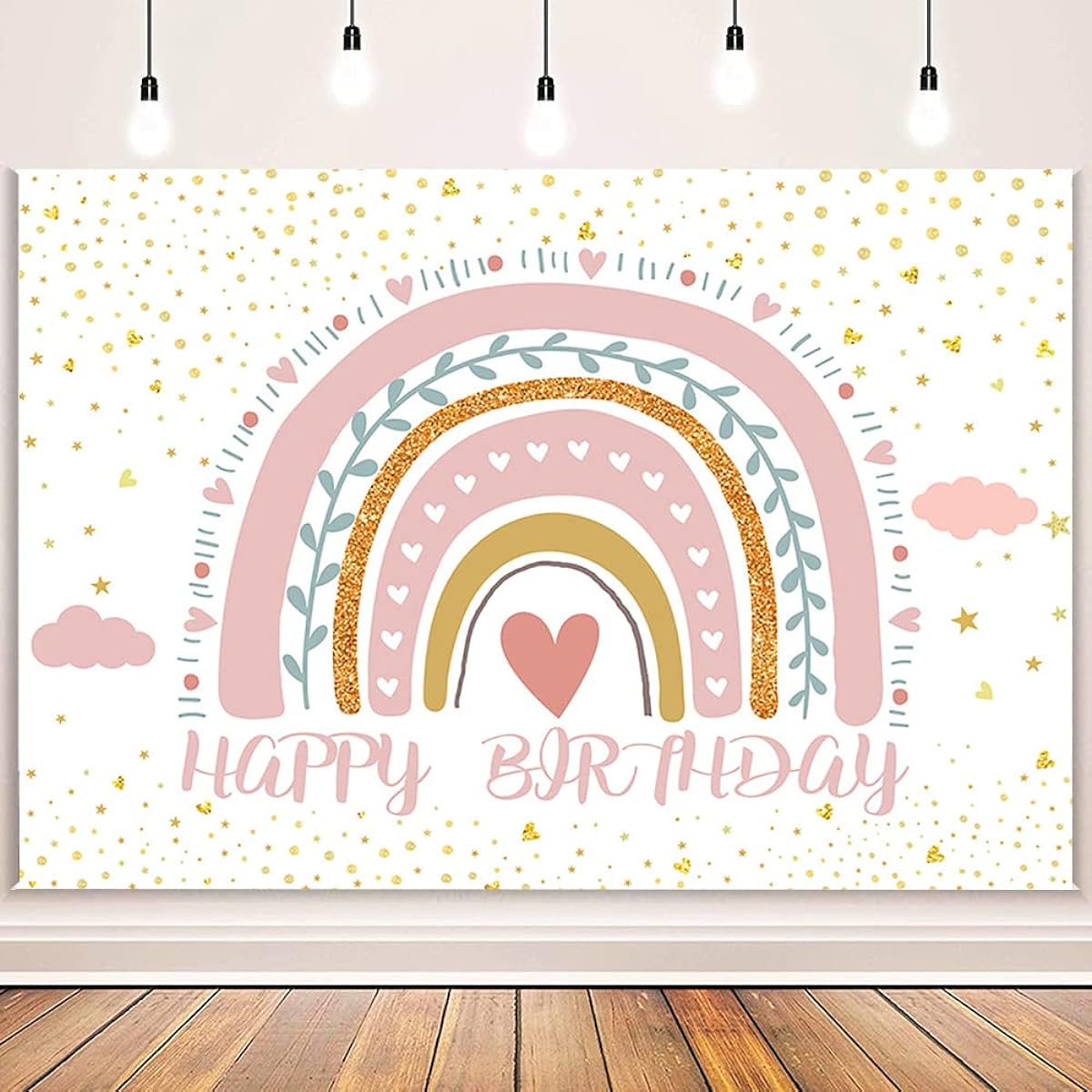 AIBIIN Boho Rainbow Birthday Backdrop,Rainbow Birthday Party Decorations Background,Boho First Birthday Background for Girl Boho Baby Shower Rainbow Party Supplies Banner Photo Booth Vinyl 7x5ft