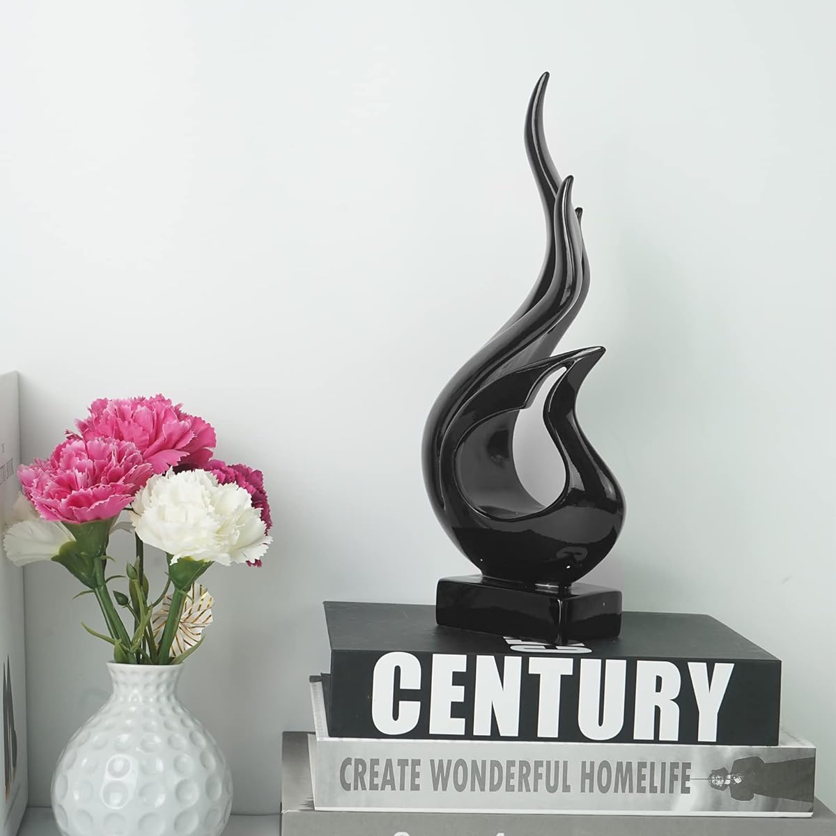 Dreamseden Abstract Resin Modern Sculpture Home Decor Accent Shelf Table Decor Small Centerpiece Living Room Entry Tabletop Dining Desk Office Bookshelf (Black)