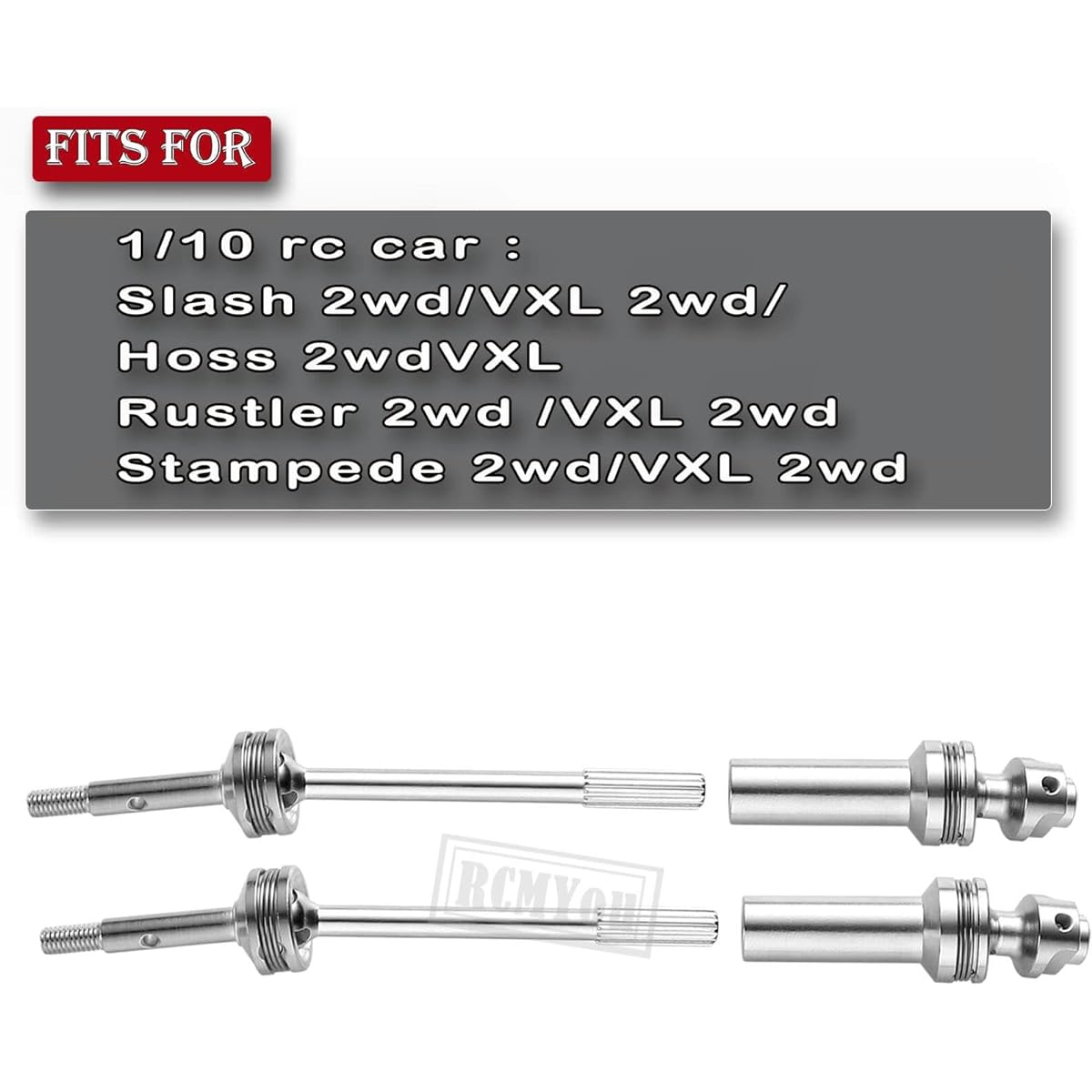 RCMYou Upgrade Parts Rear Drive Shaft CVD & Front Axle for 1/10 Slash VXL 2WD Stampede VXL 2WD Rustler VXL 2WD Hoss VXL 2WD Stainless Steel #45 Drive Shaft with Blue Hex Silver