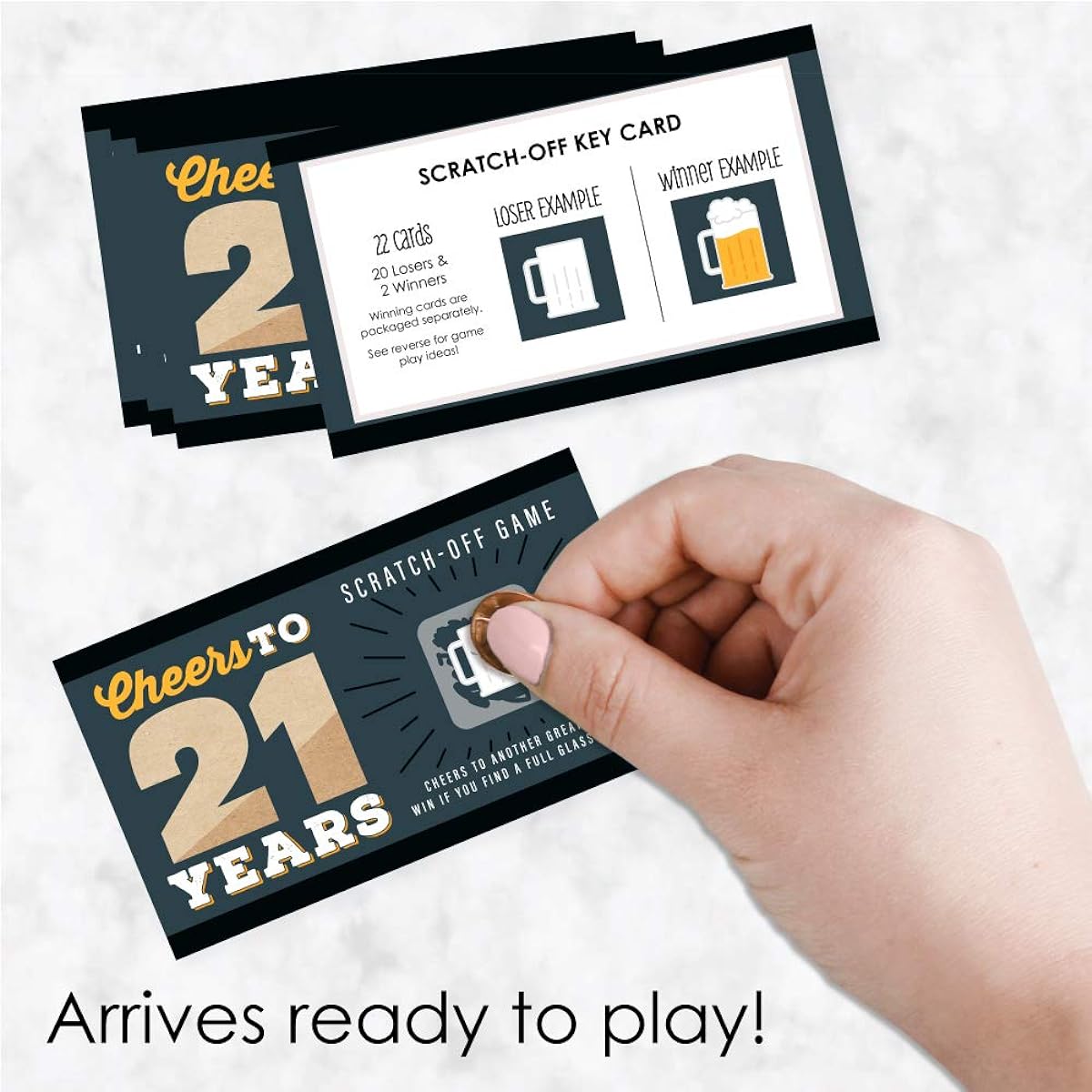 Big Dot of Happiness Cheers and Beers to 21 Years - 21st Birthday Party Game Scratch Off Cards - 22 Cards