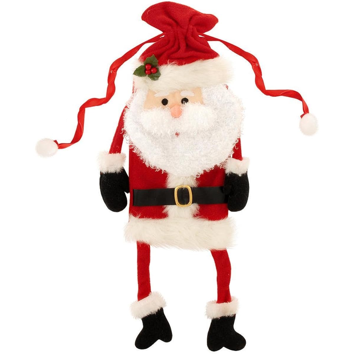 Santa Claus Plush Wine Bottle Bag - 15"H