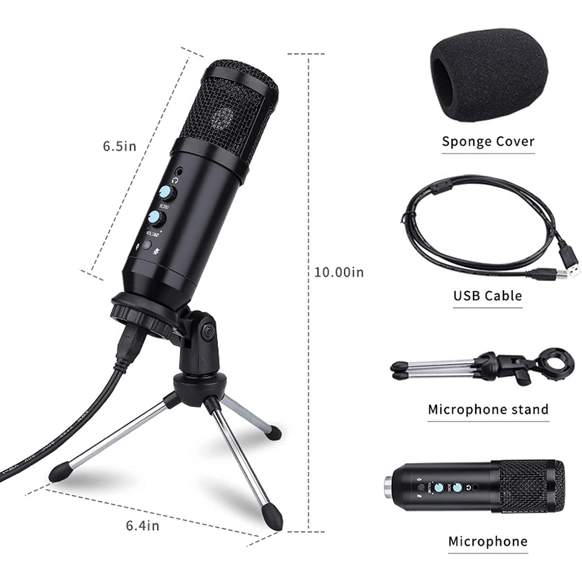 Tripod stand USB microphone with mute button No delay computer microphone for video conferencing