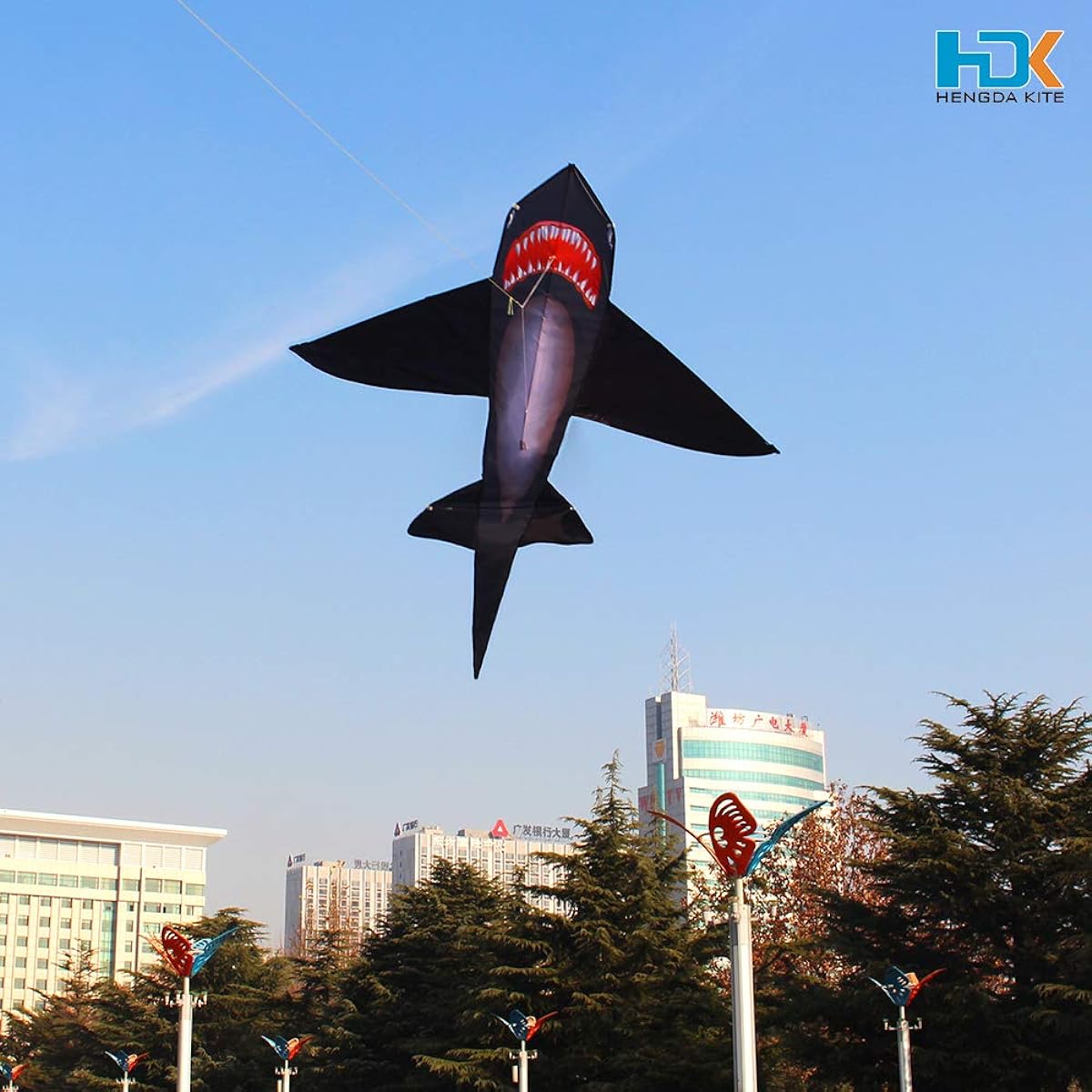 HENGDA Kite for Kids, Lifelike Black Shark Kite Single Line Kite for Kids Outdoor Toys Beach Park Play
