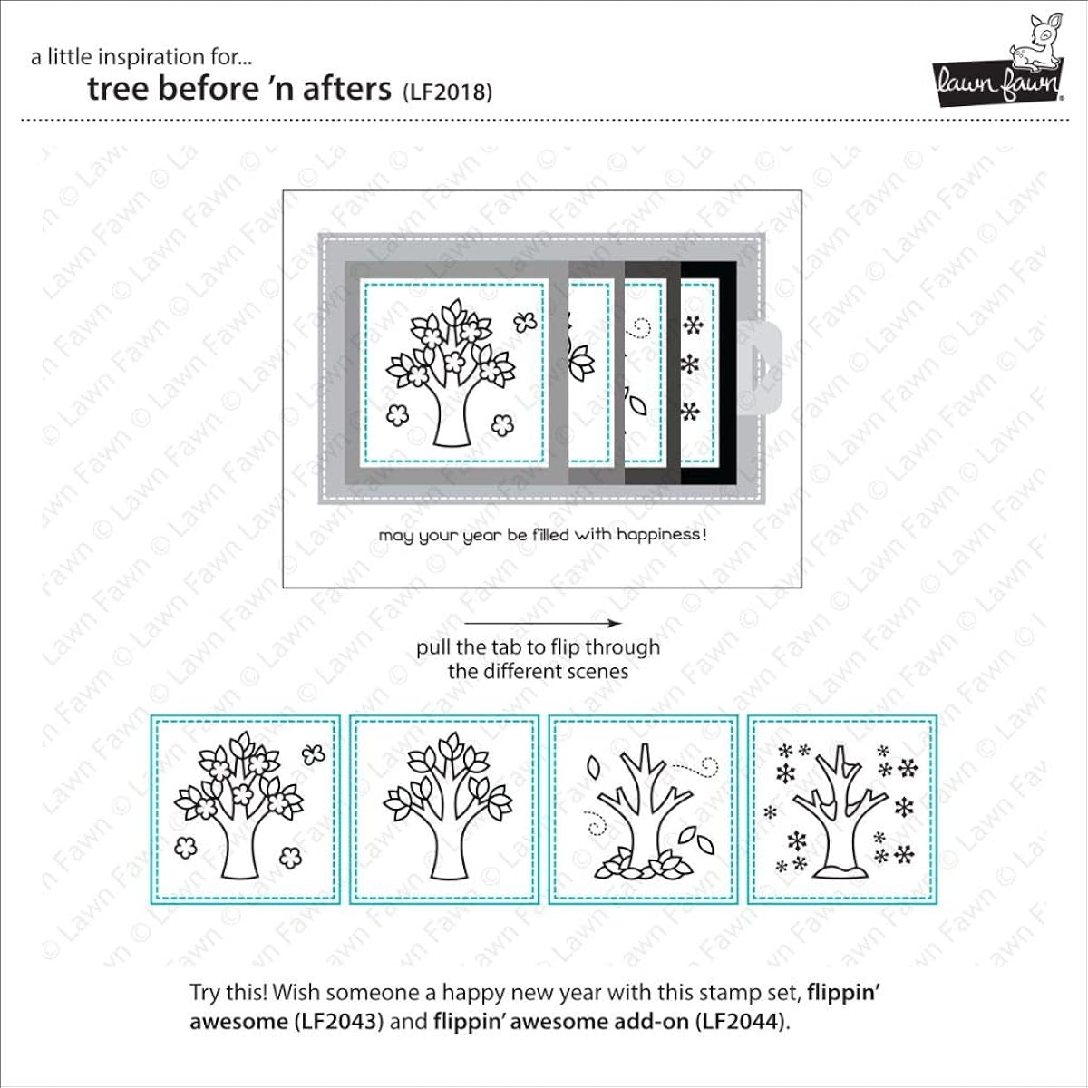 LF2018 Lawn Fawn Tree Before 'n Afters 4"x6" Clear Stamp Set