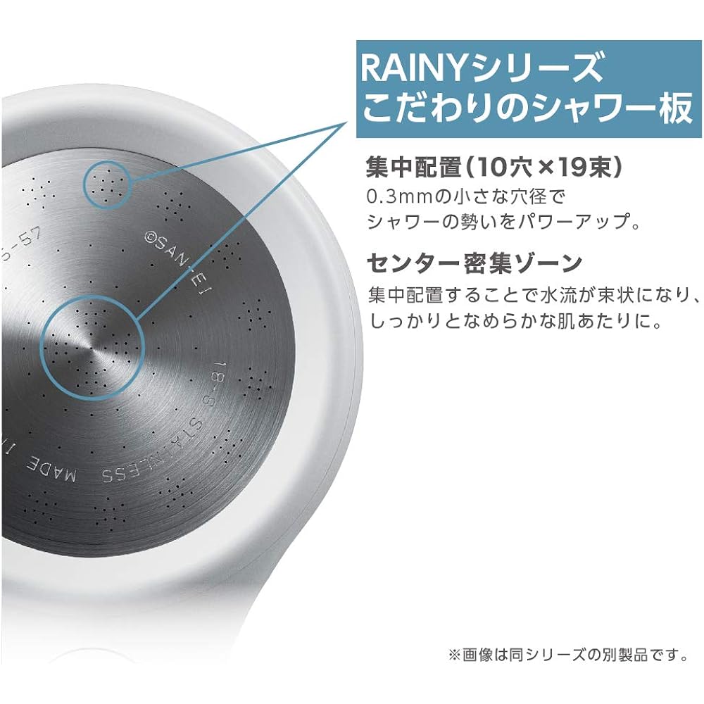 SANEI Shower Head Rainy Metallic Hand Stop Water Saving Rate 50% Ultra Fine Water Stream Increased Momentum White PS313-81XA-C