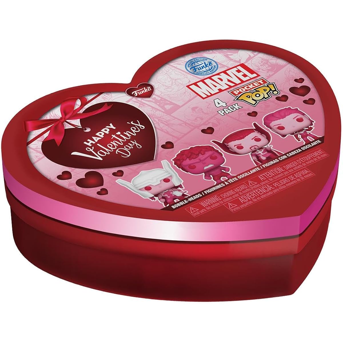 Funko Pocket POP: Marvel Classic Val Box 4 Pack Happy Valentine's Day Heart Shaped Gift Box Avengers