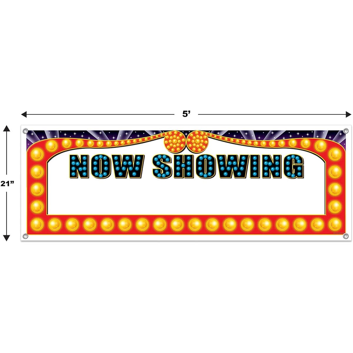 Beistle 2 Piece Now Showing Sign Banner 5ft x 21in