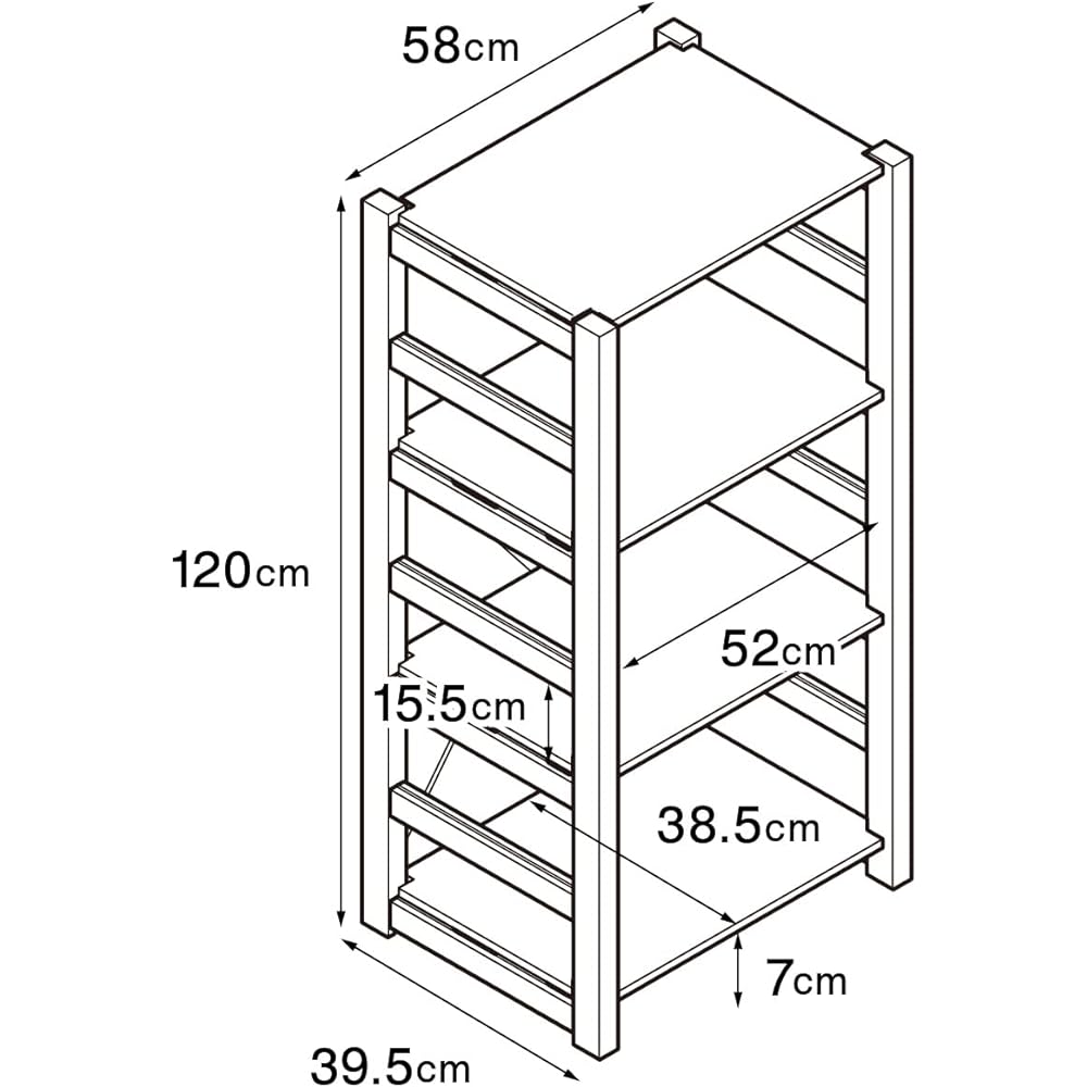 MUJI Pine Wood Unit Shelf Small Width 58 x Depth 39.5 x Height 83cm 61182247 Natural