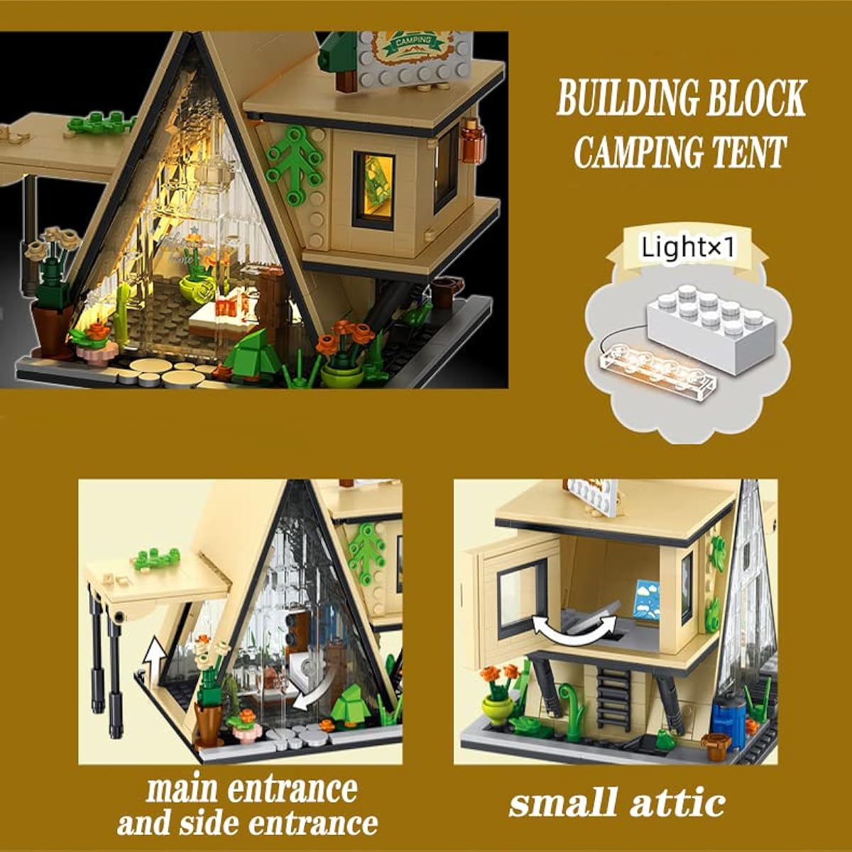 Drucappin Luxury Camping Toys Camping Tent Blocks Set Buildable City Toy Brick Playset - City Street Blocks