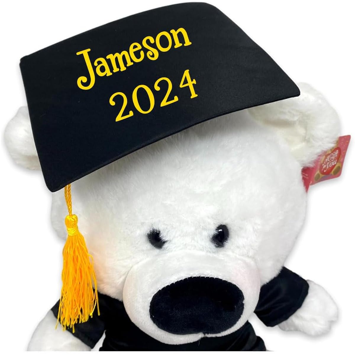Personalized Graduation Class 2022 Teddy Bear - White Stuffed Animal Keepsake Gift with Custom Name