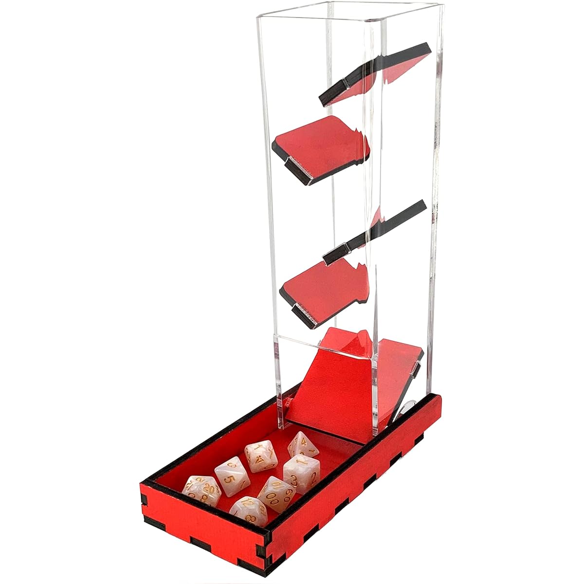 C4Labs Tall 10 Inch Dice Tower & Basic Tray – Chroma Series – Red
