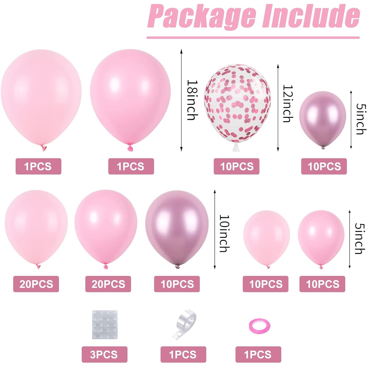 Macaron Pink Balloons Garland Kit 97pcs Macaron Pink Balloons Metallic Pink Confetti Latex Balloons Happy Birthday Balloons Baby Shower Decorations Wedding Balloons