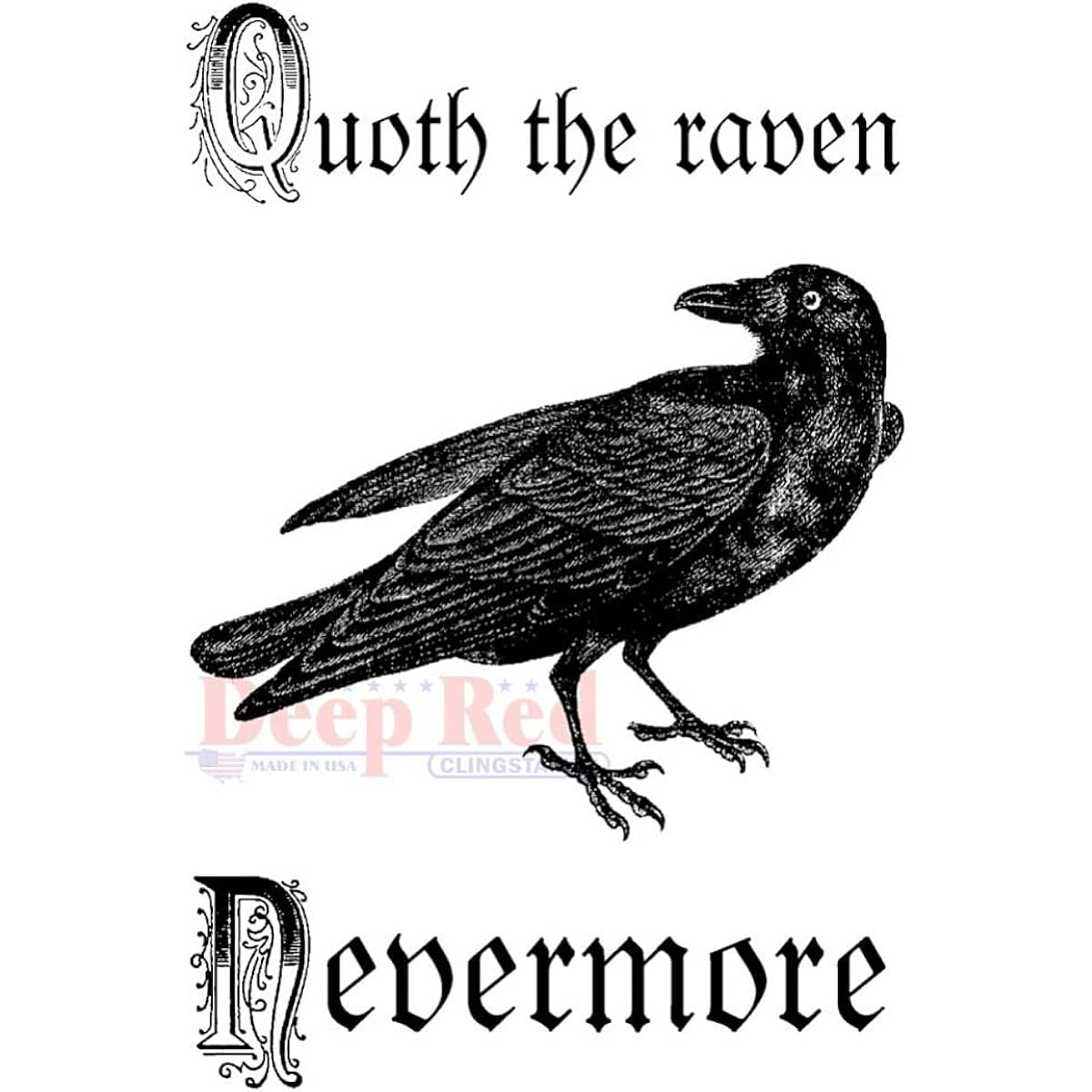 Deep red clinging stamp Quoth, Raven