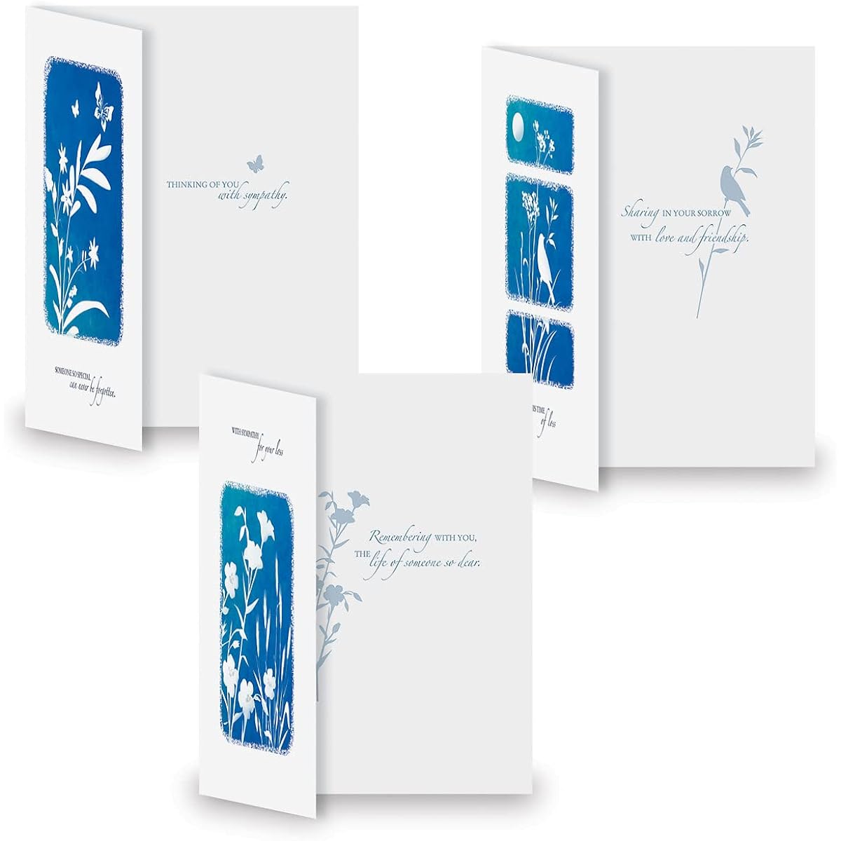 Impressions Sympathy Greeting Cards - Set of 8 (4 Designs), Large 12.7cm x 17.78cm, Includes Sympathy Card with Sentiment Inside, White Envelope