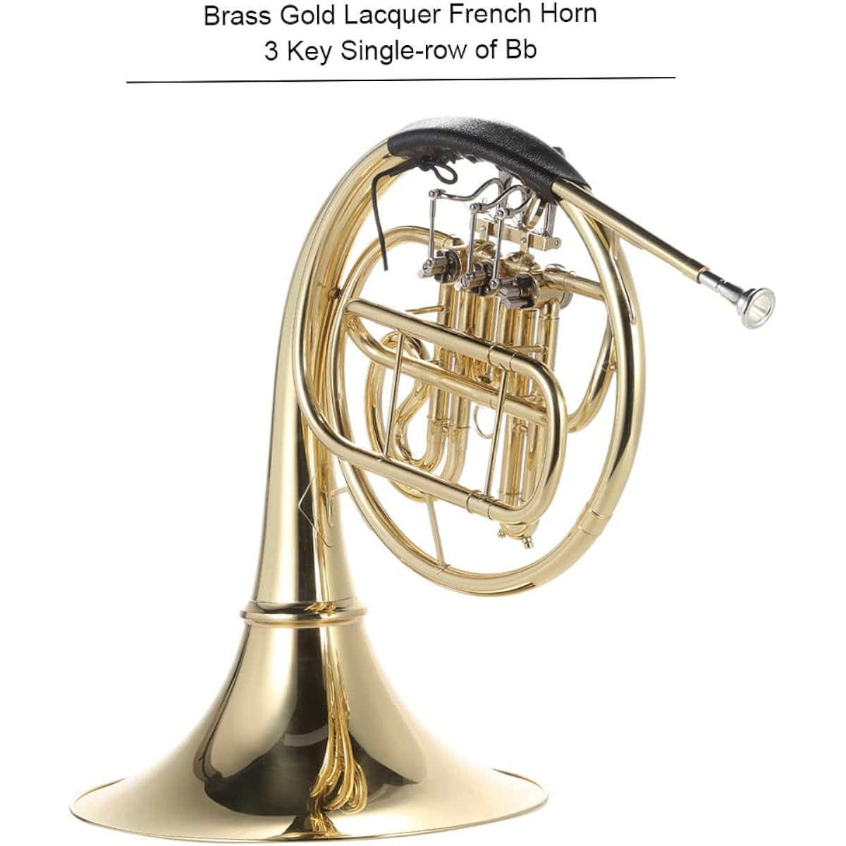 SHUBIAO Bb Single French Horn 3 Keys Brass Gold Lacquer Single Row Split French Horn Wind Instrument with Cupronickel Mouthpiece Carrying Case