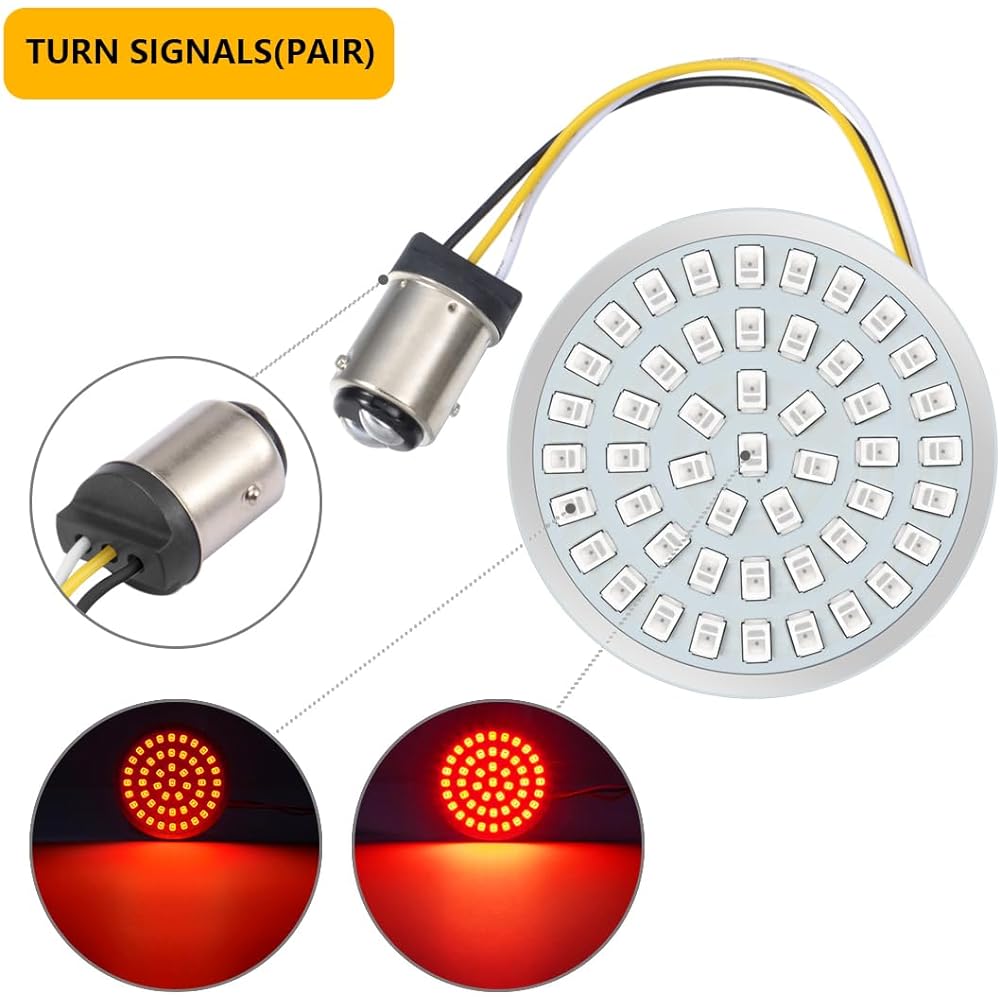 PBYMT 1157 Front Rear LED Turn Signal Light Insert Bulb 2" Bullet Smoke Lens Cover Compatible with Harley-Davidson Softail Dyna Touring Road King Street Electra Glide 1986-2023