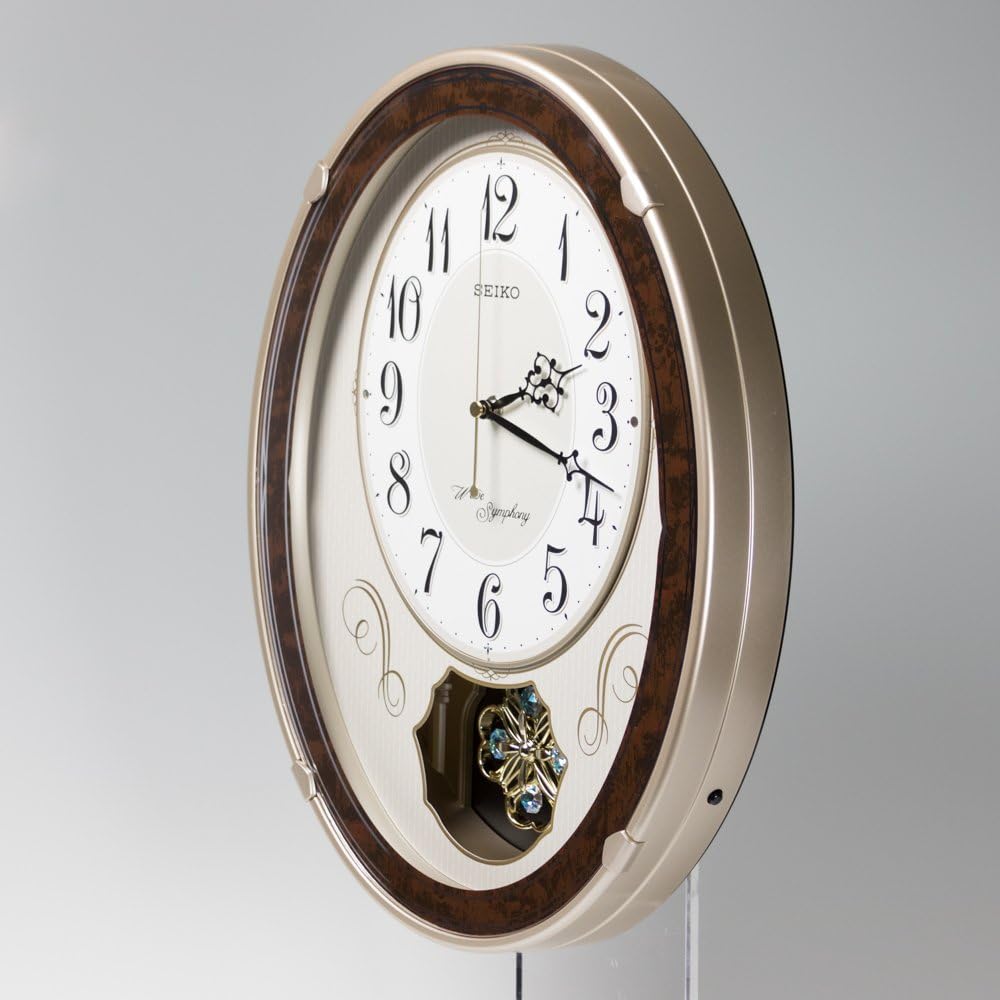 Seiko Clock Wall Clock Melody Clock Radio Analog Karakuri Triple Selection Melody Decorative Pendulum Christmas Song Others Light Gold Pearl AM259B
