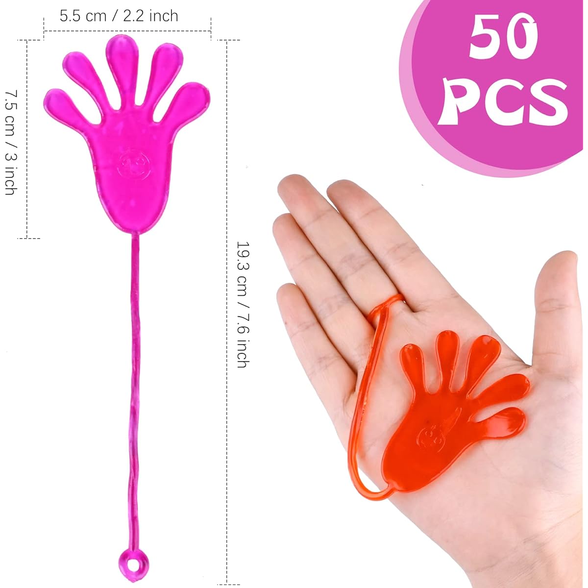 FLMRIOY 50PCS Sticky Fidget Toys - Stretchy Sticky Fingers Party Favors Kids Birthday Gifts Valentine's Day Treat Bag Stuffers Treasure Chest Stuffers Classroom Giveaways