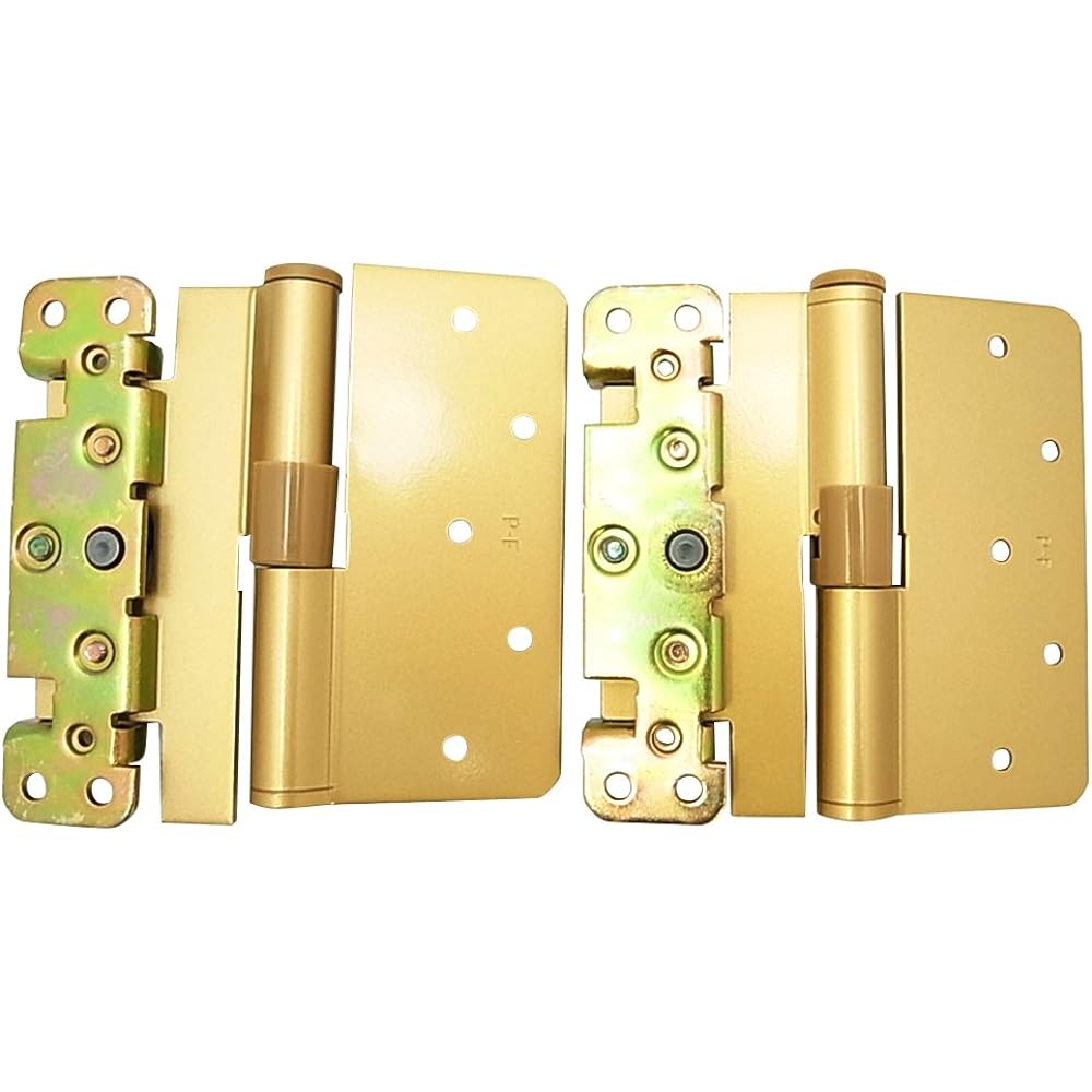 Wake Sangyo ARCH 3-dimensional adjustment hinge for right, top and bottom set, gold, height 102 x width 102 x thickness 2.5 mm, easy installation, position adjustment, door BH-384