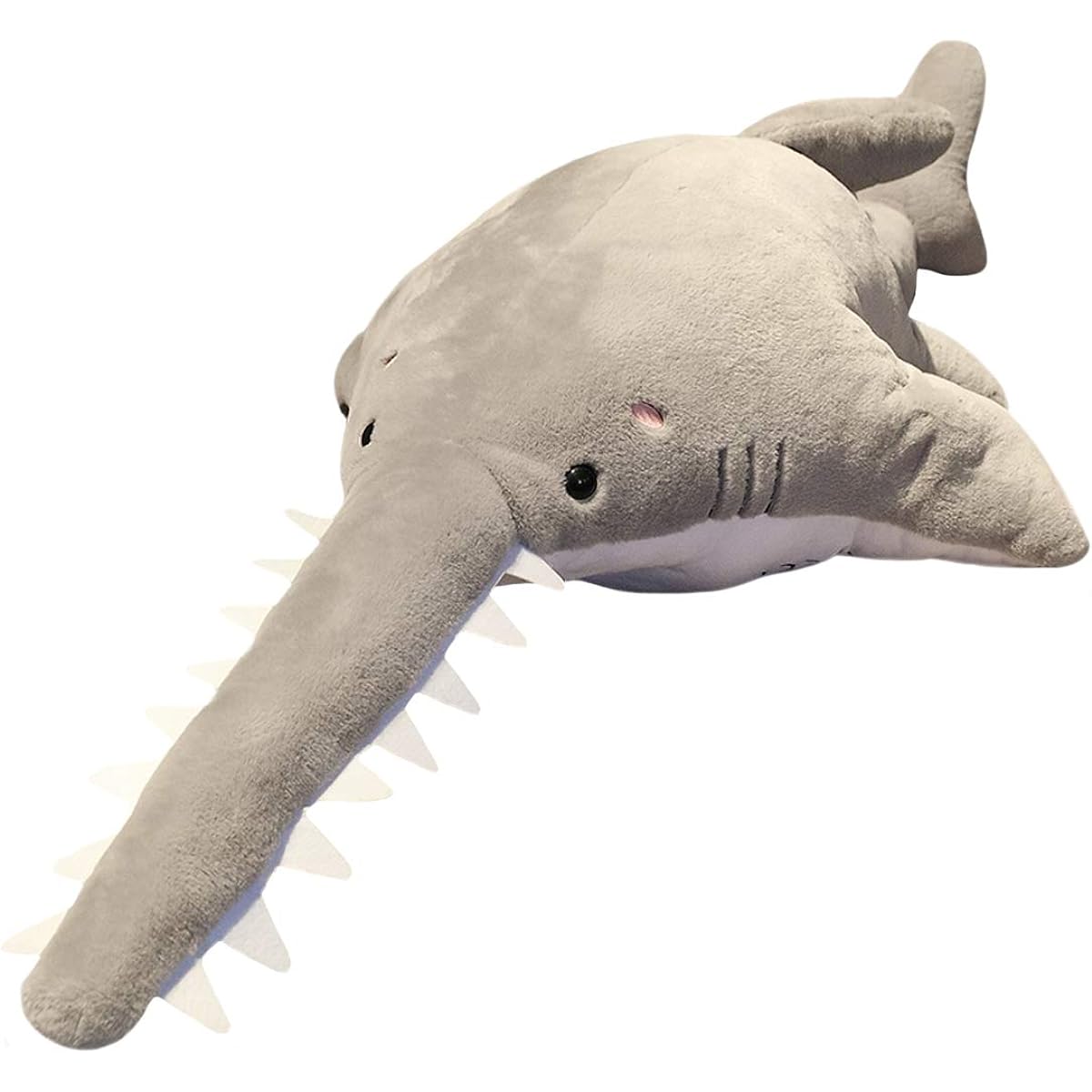 ELAINREN Large Lifelike Sawtooth Plush Giant Whale Shark Stuffed Toy Soft Great White Shark Stuffed Animal Body Pillow Living Room Sea Gift 37.4 Inches