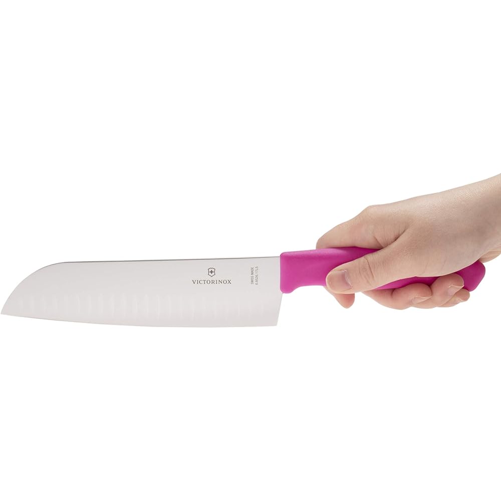 VICTORINOX Santoku Knife Grooved 17cm Pink Swiss Classic All Purpose Knife 6.8526.17L5-X1