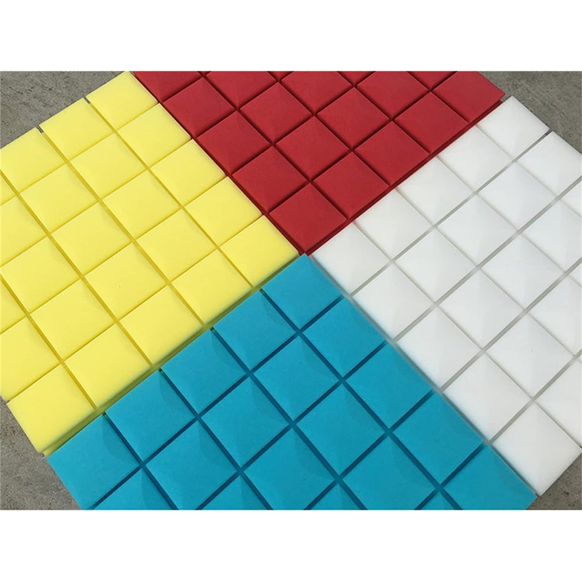 High Density Sound Absorbing Panels, Square Sound Absorbing Cotton Self-Adhesive Sound Absorbing Panels for KTV Bar Soundproofing 10pcs (Yellow 50*50*6cm) (Black 50*50*6cm)