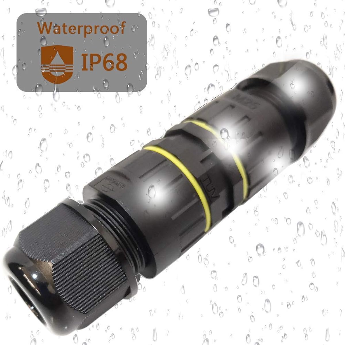 CESFONJER Junction Box Outdoor Waterproof IP68 3-Way Line Cable Connector M25 Wire Range 6-11mm Power Cable Sleeve External Coupler Protection Box (2 PCS)