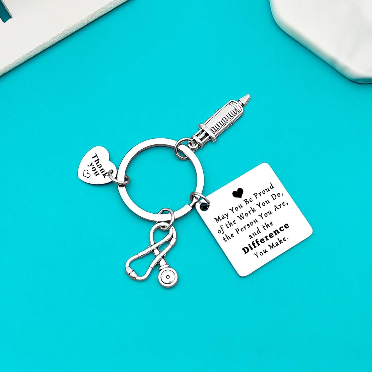 Xiahuyu 10pcs Nurse Thank You Gifts, RN Nurse Keychains, Nurse Appreciation Gifts, Nurse Employee Gifts, Nursing Student Graduation Gifts, Retirement Gifts, Nurse Week, Christmas, Birthday Gifts, Silver, Small