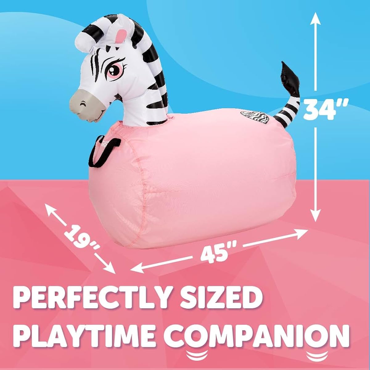 WADDLE Hip Hopper Large Bouncy Hopper Inflatable Hopping Animal Bouncer 250 lbs Ages 5+ (Black Zebra)