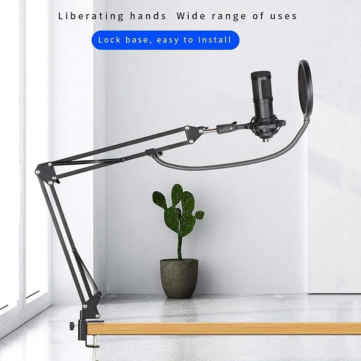 Sound Card Audio Set with Microphone, Live Sound Card Bundle, Adjustable Mic Suspension Scissor Arm for Live Streaming, Gaming, Recording Game, Recording Vocal Mic